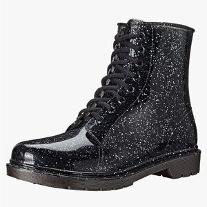 Circus Women's Black Speckled Lace-Up Rain Boots by Sam Edelman size 9